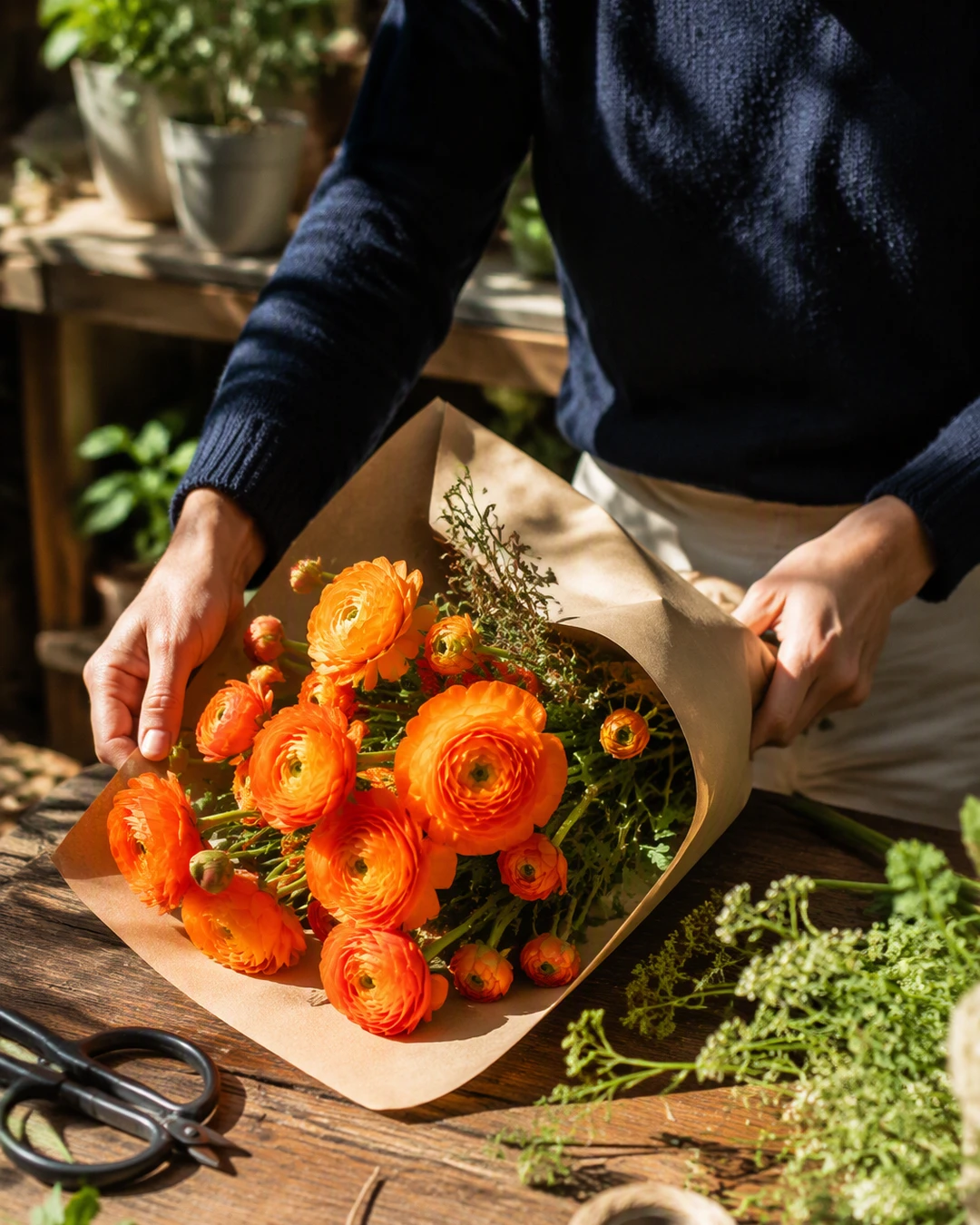 A florist arranging flowers